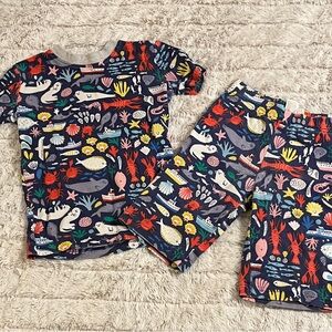 Mini Boden Ocean Life Kids Pajama Set - Navy and Multicolor